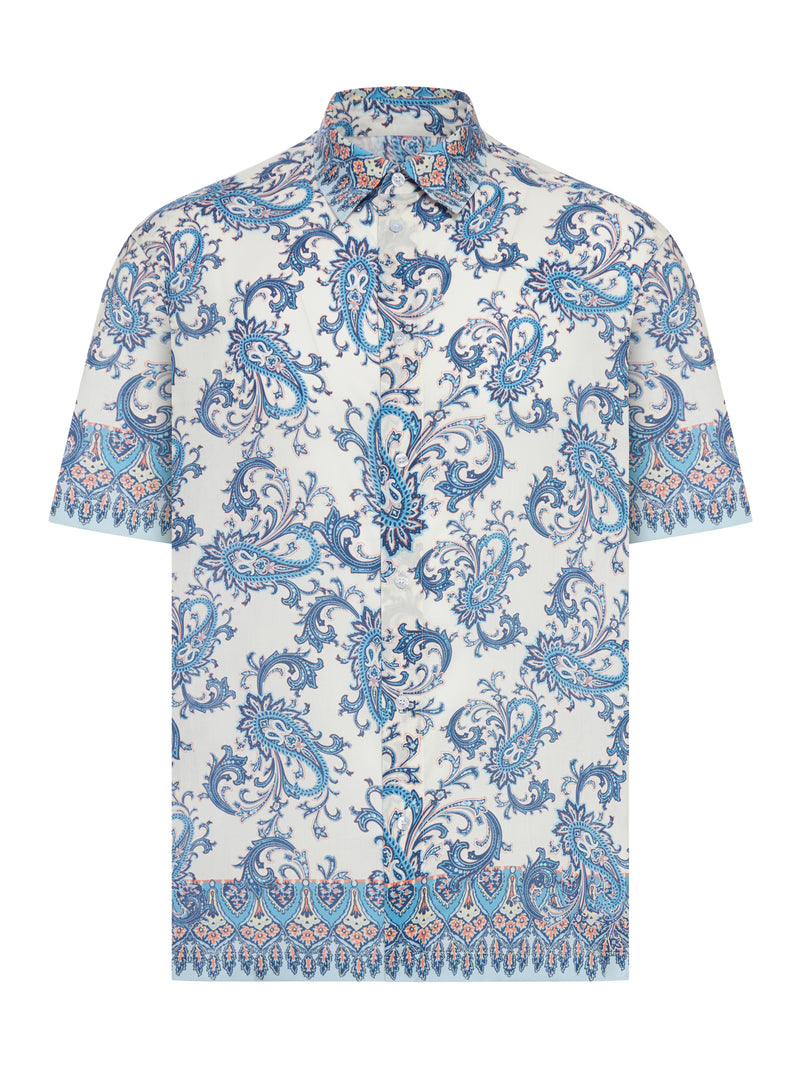 OVERSIZED COTTON MUSLIN SHIRT WITH FLORAL PAISLEY PATTERN