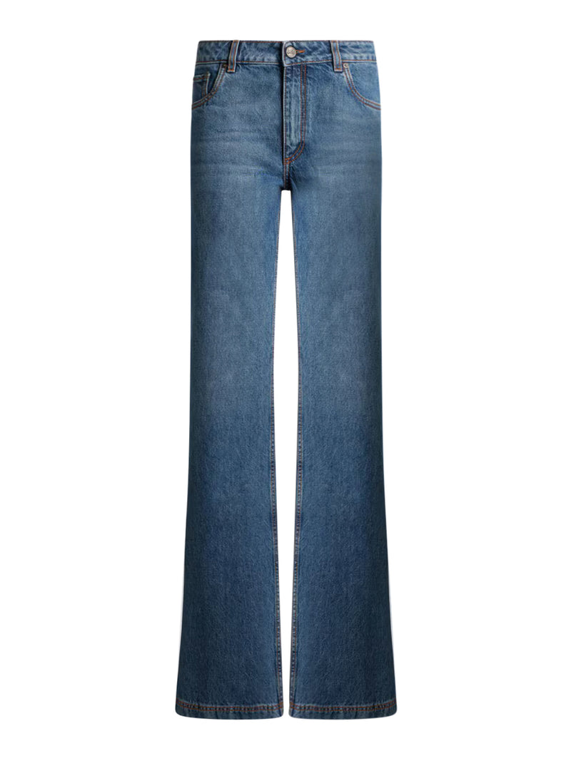 FLARED DENIM JEANS WITH PEGASUS EMBROIDERY