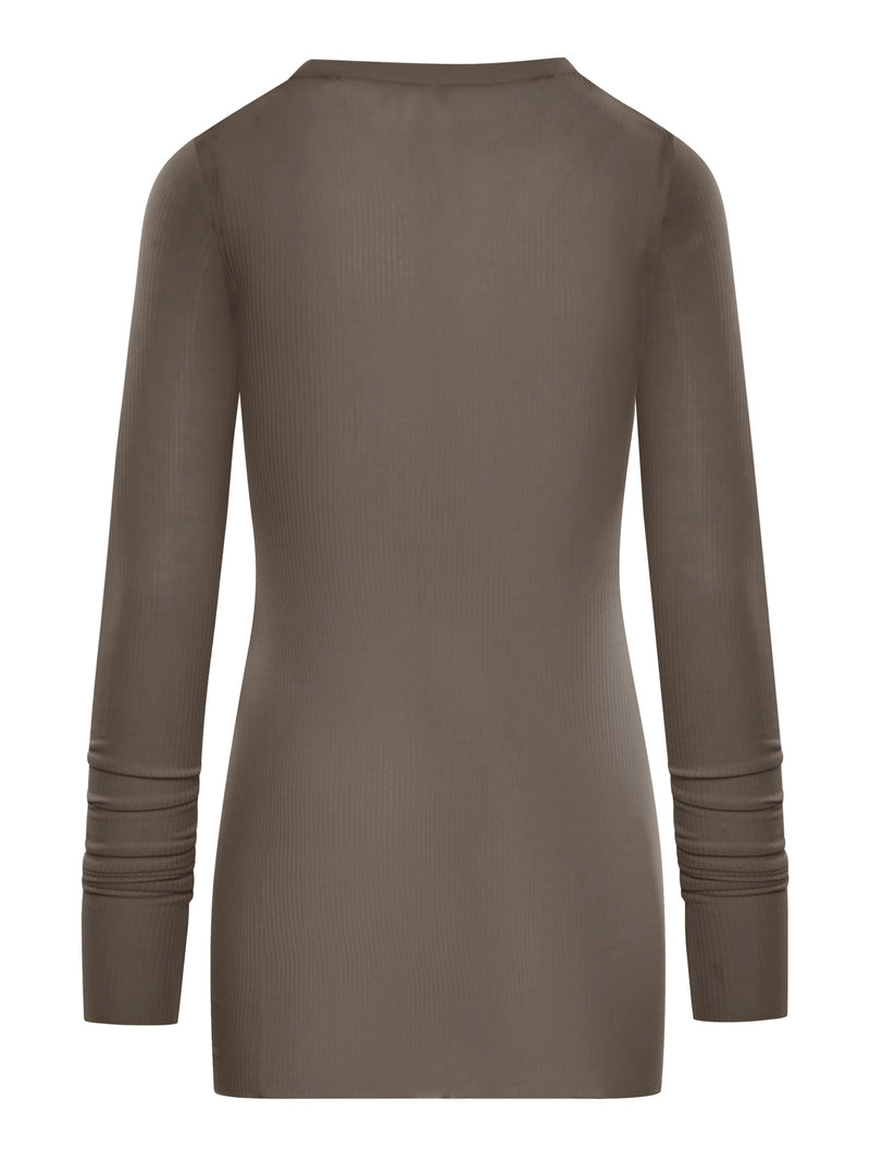 RIBBED SWEATER IN SEMI-TRANSPARENT FABRIC