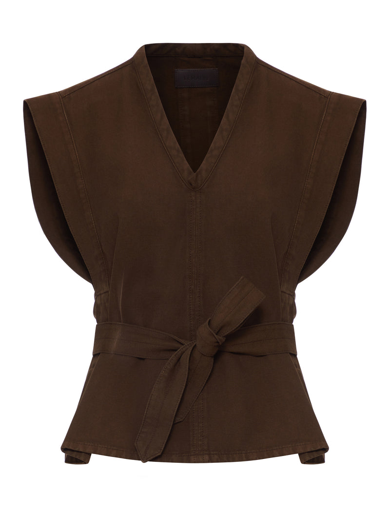 DENIM TOP WITH WAIST BELT