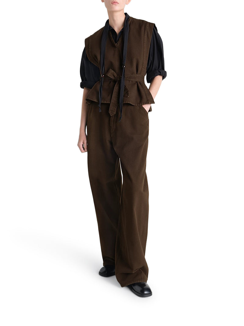 DENIM TOP WITH WAIST BELT