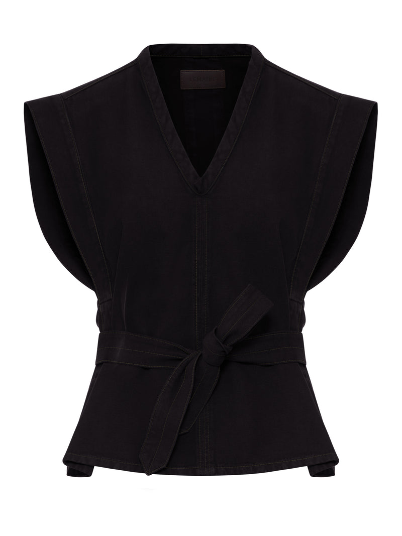 DENIM TOP WITH WAIST BELT