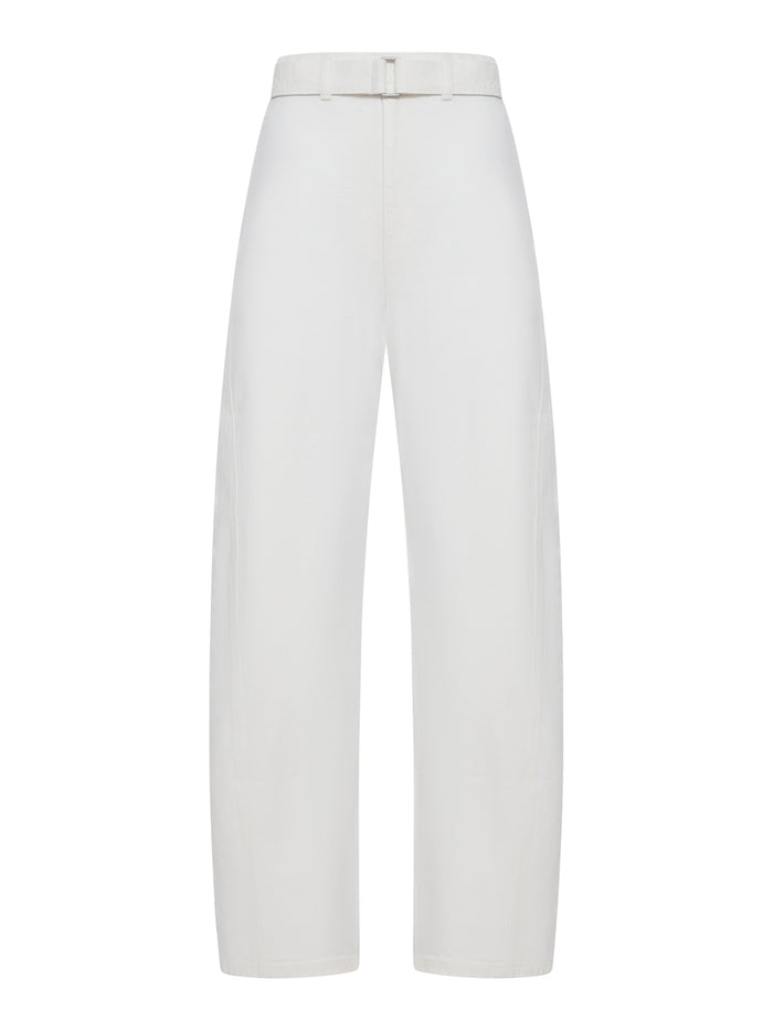 BLEACHED HEAVY DENIM TROUSERS WITH BELT