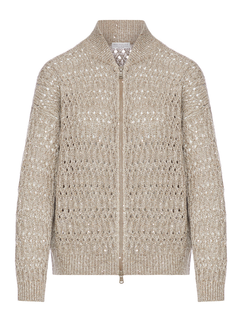 DAZZLING BRAIDS LINEN CARDIGAN