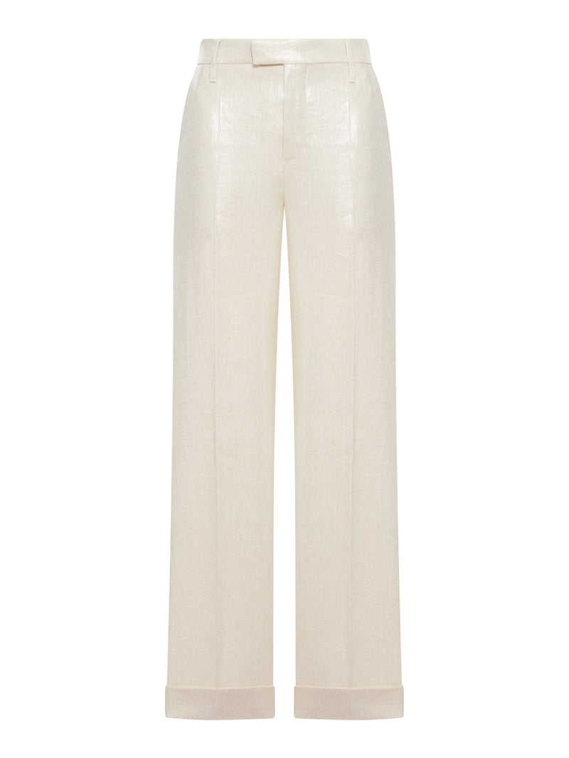 WIDE-LEG TAILORED LINEN TROUSERS