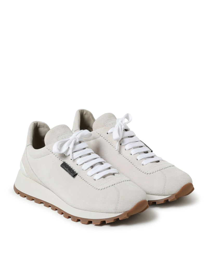 SUEDE RUNNERS WITH SHINY TAB