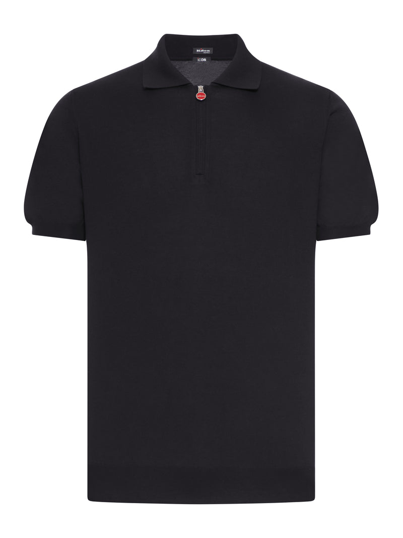 SOLID COLOR COTTON KNITTED POLO SHIRT