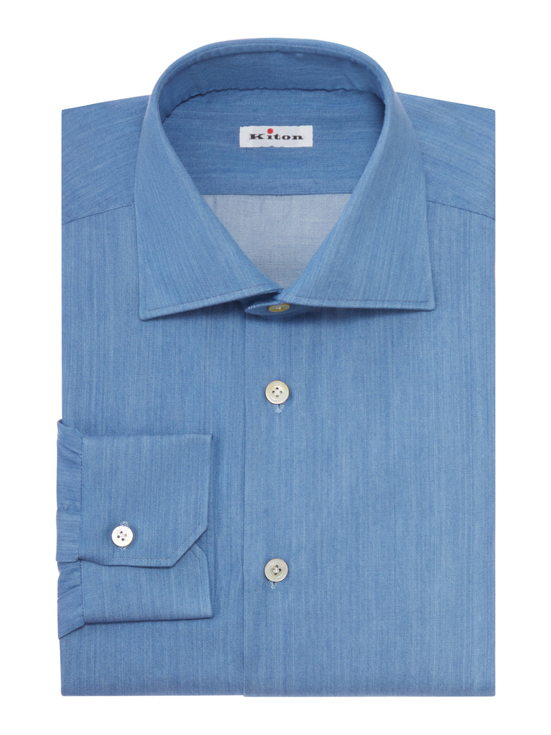 CLASSIC DENIM-EFFECT COTTON SHIRT