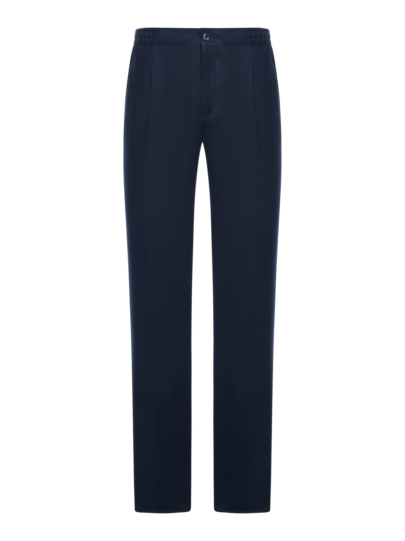 STRAIGHT FIT LINEN TROUSERS WITH ELASTIC WAIST