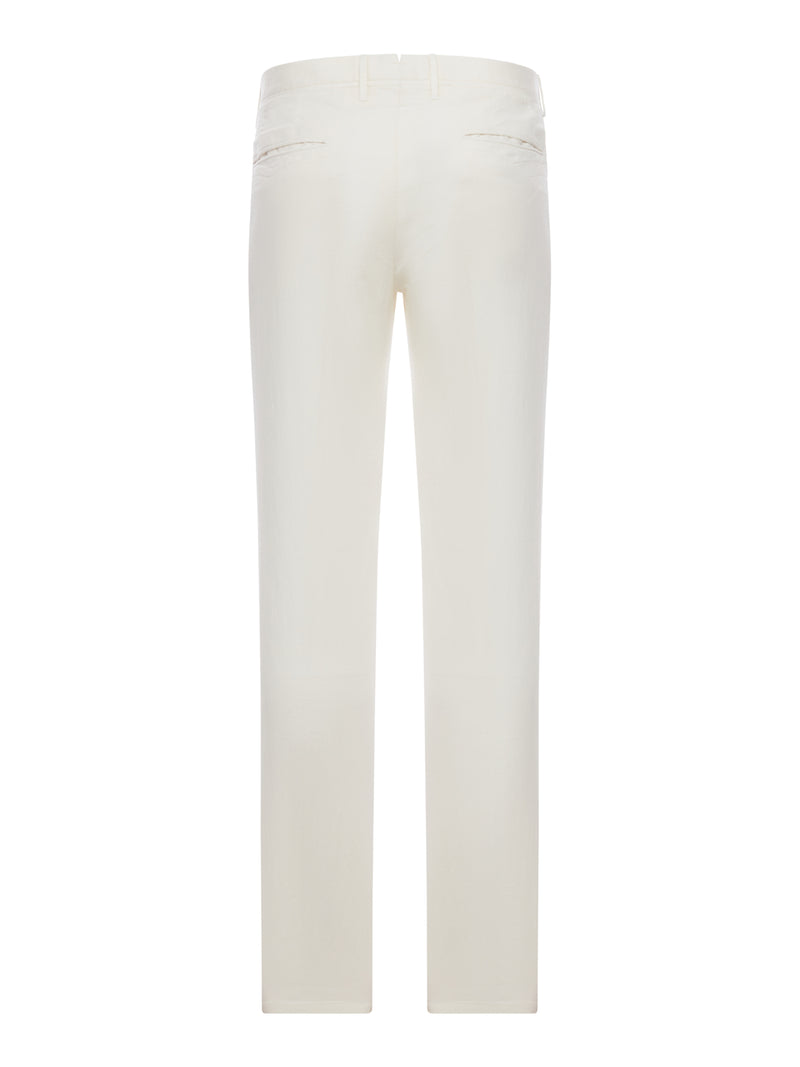 STRETCH COTTON AND LINEN BLEND TROUSERS