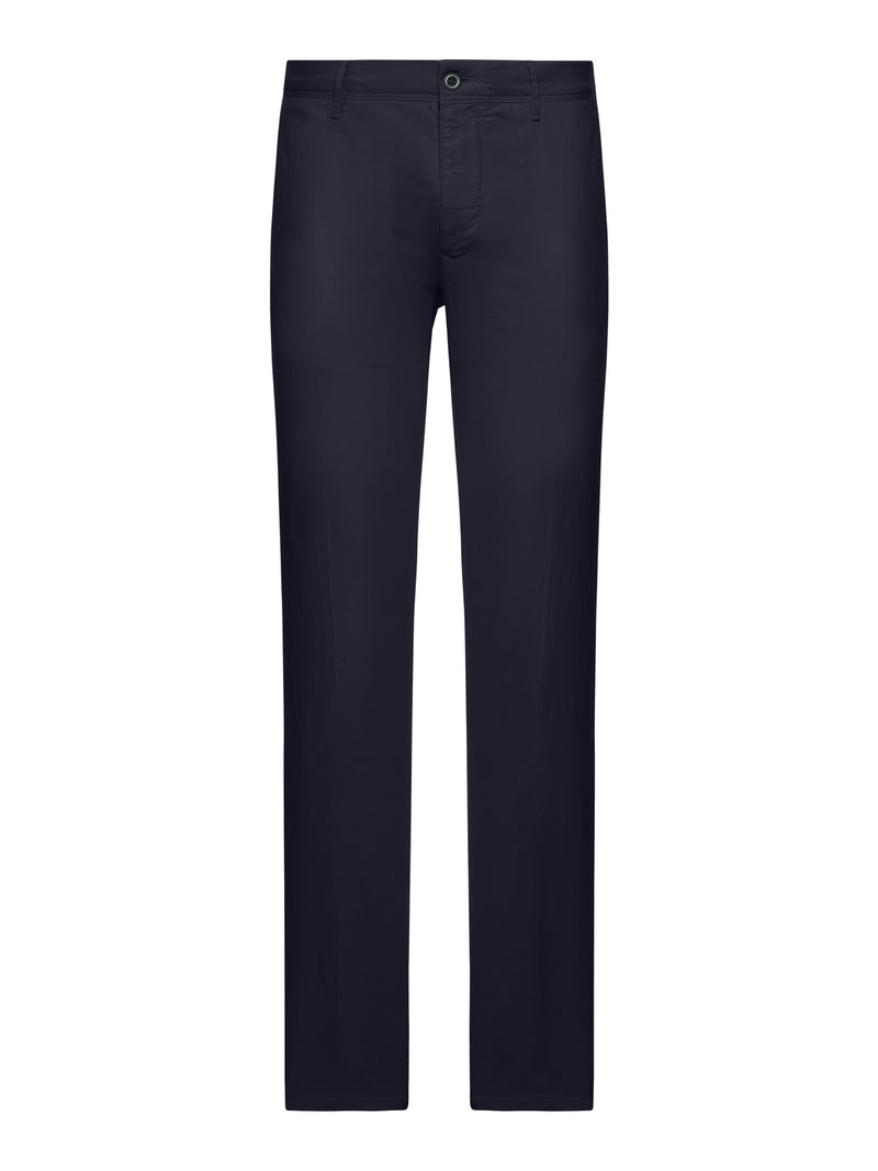 STRETCH COTTON AND LINEN BLEND TROUSERS