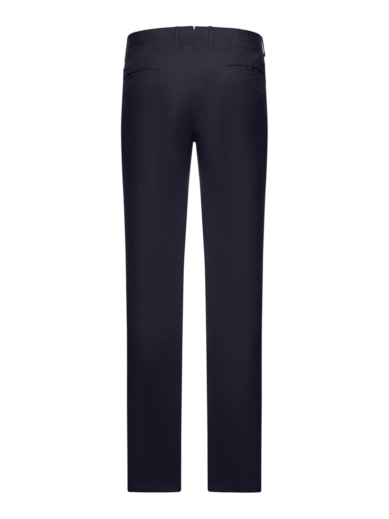 STRETCH COTTON AND LINEN BLEND TROUSERS