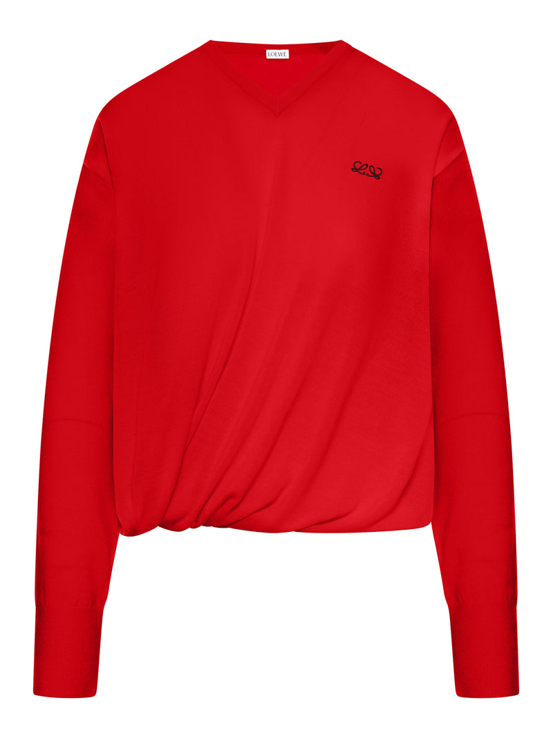 DRAPED MERINO WOOL SWEATER