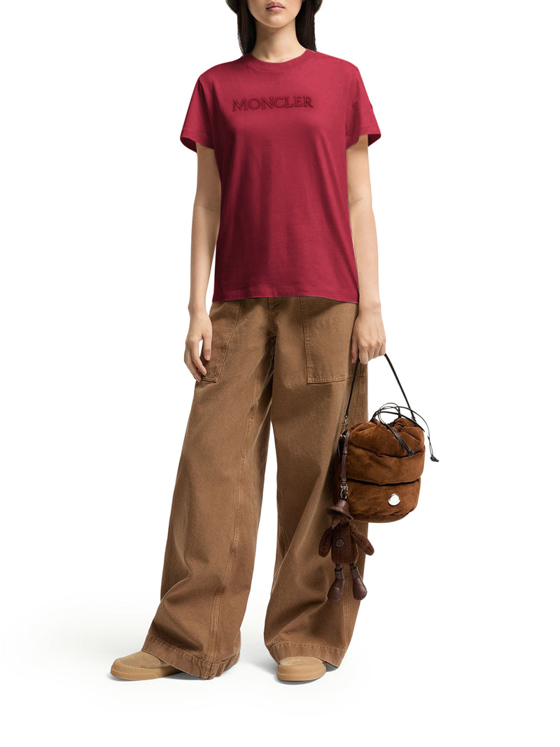 COTTON T-SHIRT WITH EMBROIDERED TONE-ON-TONE LOGO