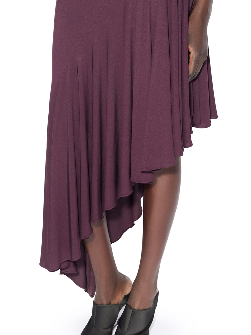 ASYMMETRICAL FLUID JERSEY DRESS
