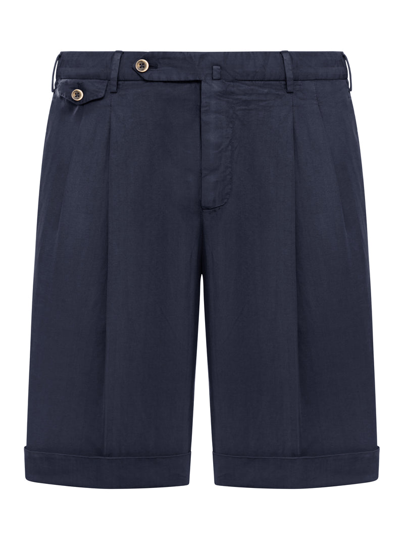 LINEN BLEND BERMUDA SHORTS