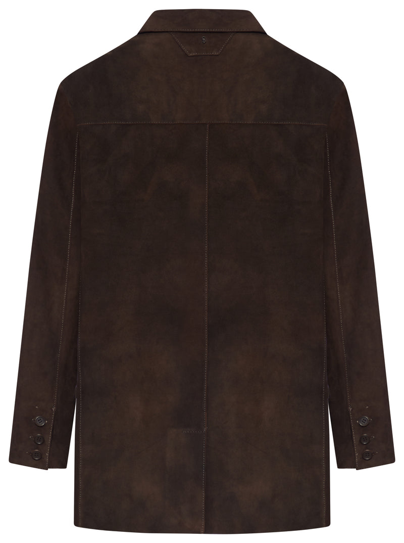 BROWN SUEDE TAILORED JACKET