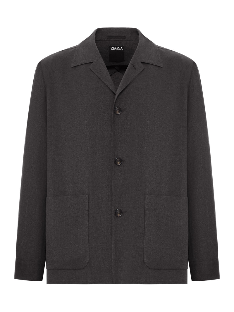 WOOL AND LINEN MIX JACKET WITH PATCHED POCKETS