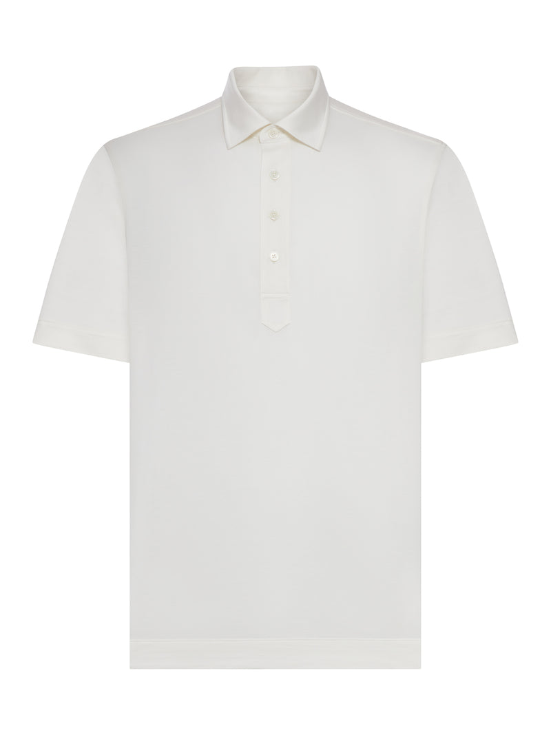 SILK AND COTTON KNITTED POLO SHIRT