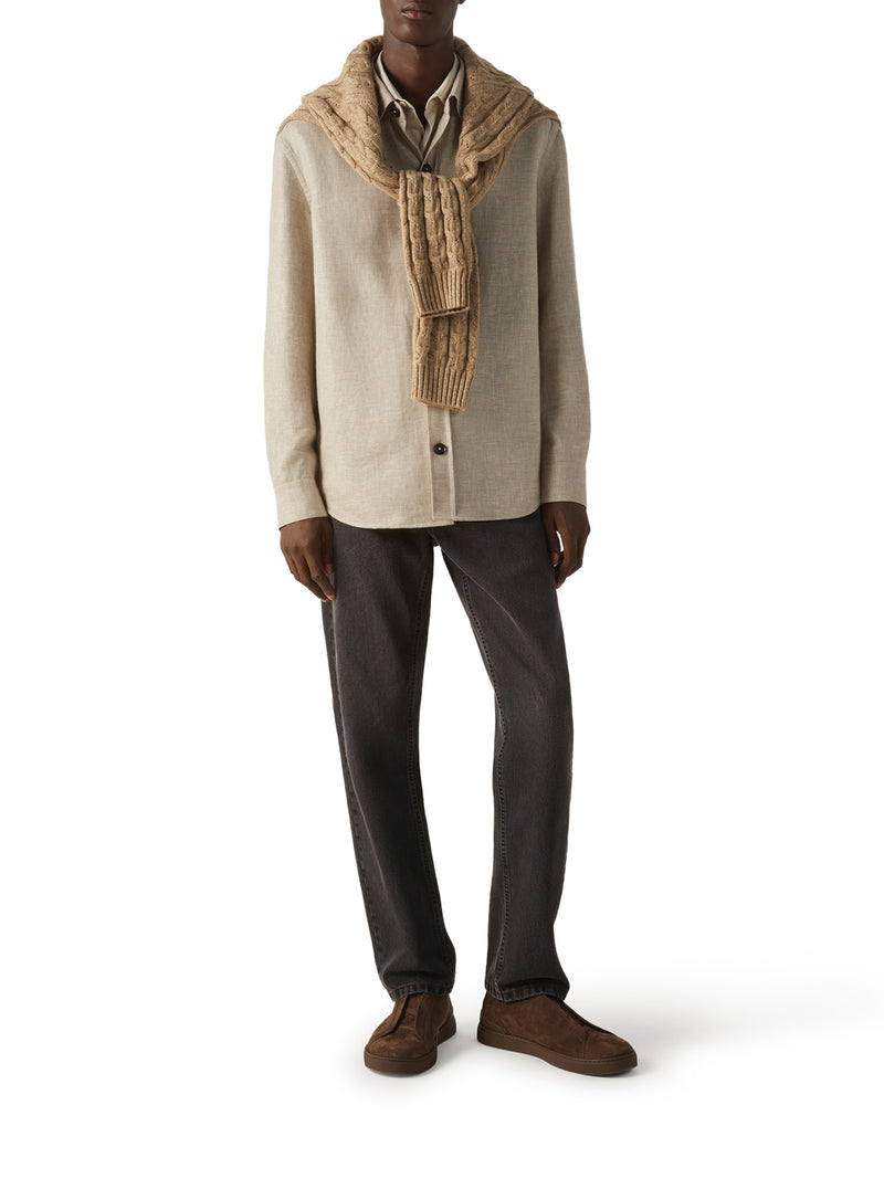 OVERSHIRT IN CASHMERE LINEN AND SILK