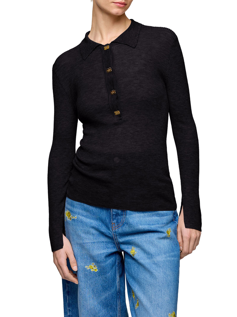 SEMI-TRANSPARENT WOOL POLO