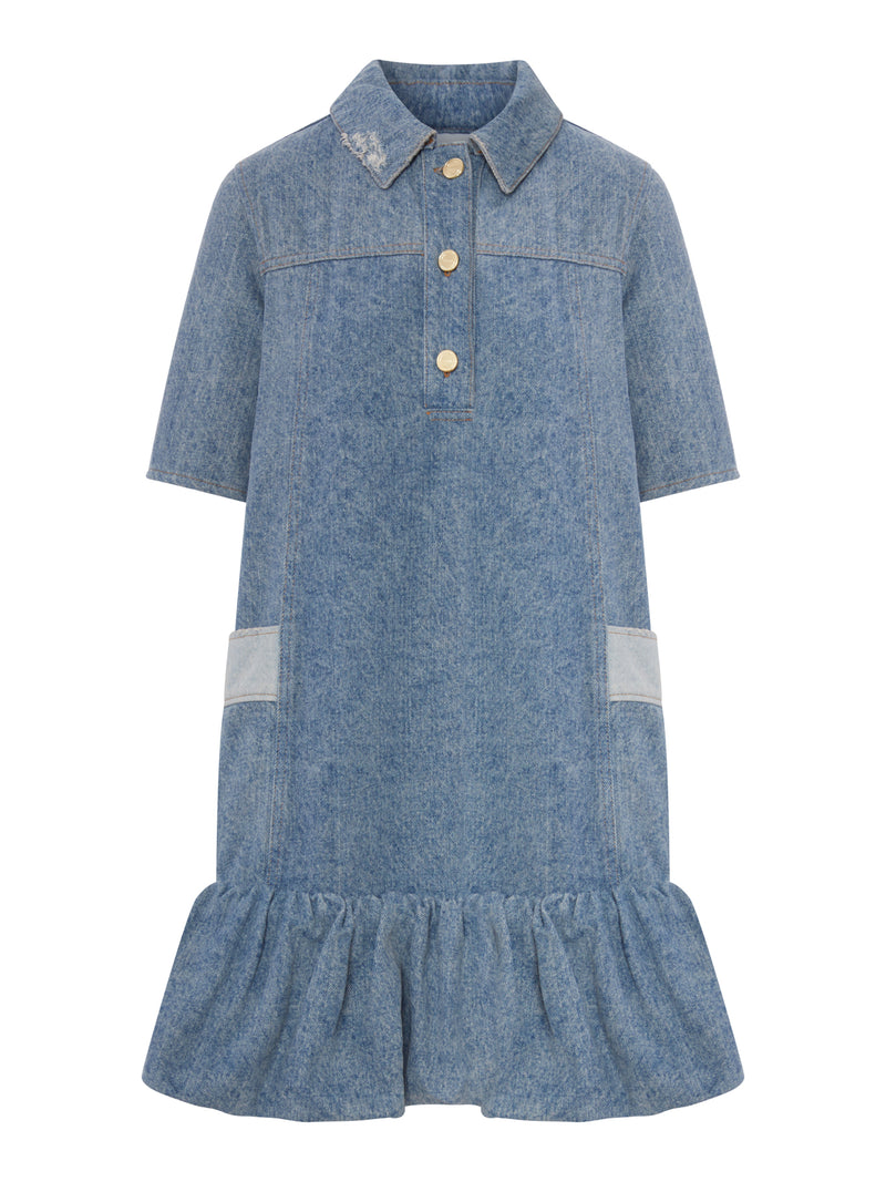 PATCHWORK DENIM DRESS - Ganni