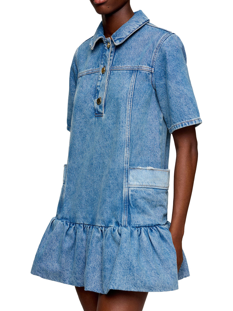 PATCHWORK DENIM DRESS - Ganni