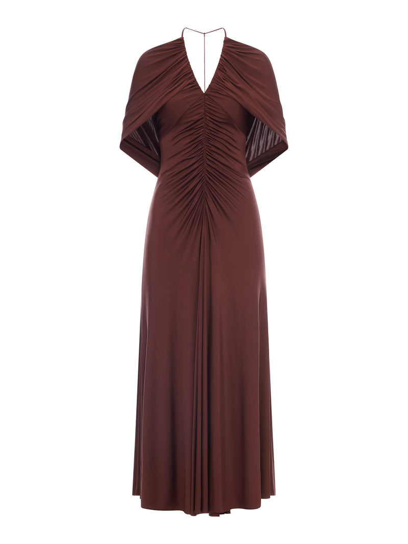 JERSEY DRAPE MIDI DRESS