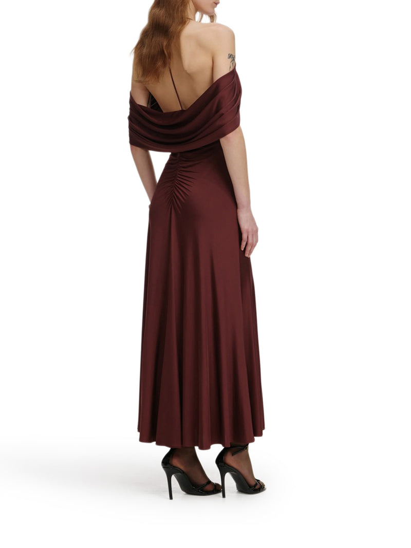 JERSEY DRAPE MIDI DRESS