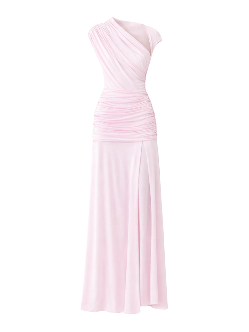 LONG DRAPED JERSEY DRESS