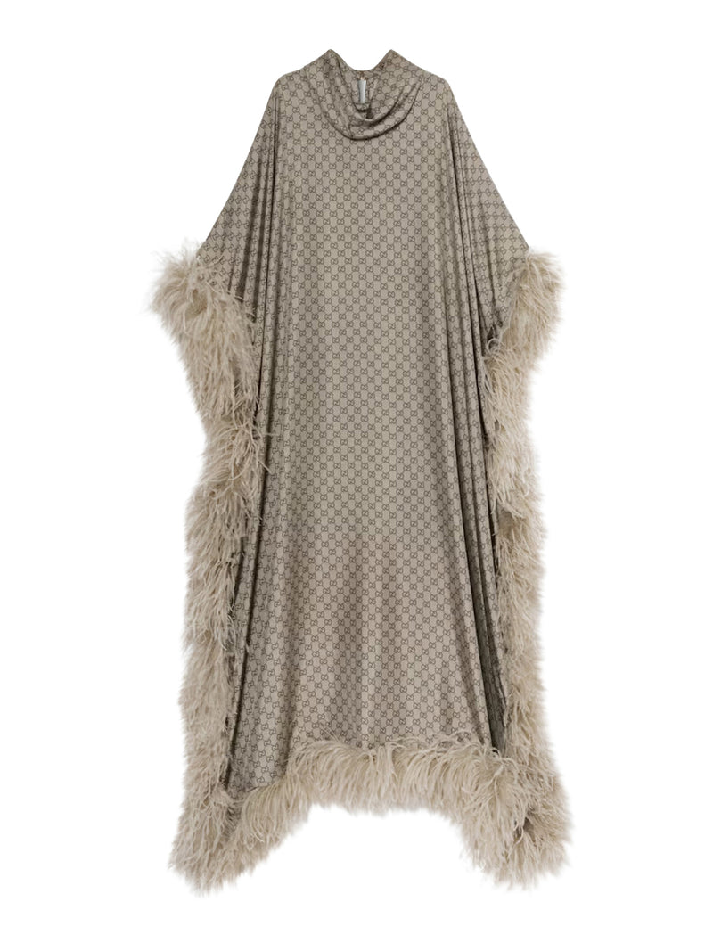 LONG PRINTED SILK TWILL DRESS