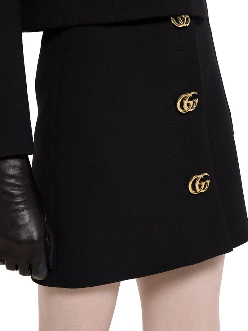 WOOL CREPE SKIRT WITH DOUBLE G BUTTON