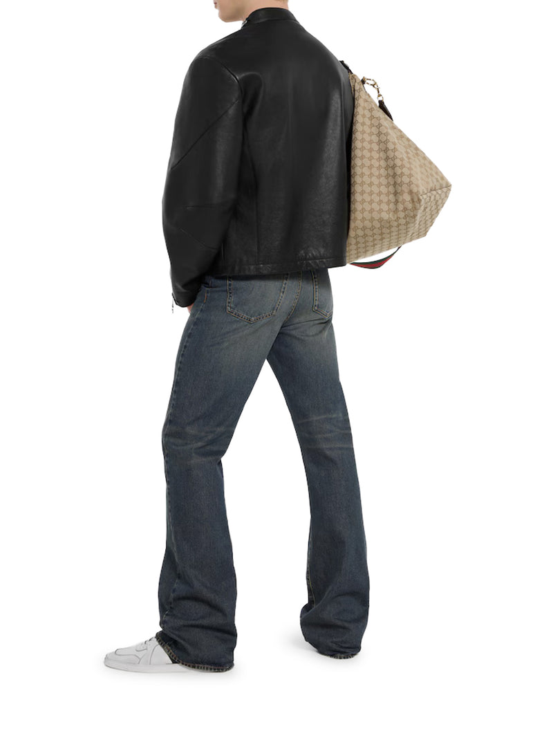 COTTON DENIM TROUSERS WITH CLAMP