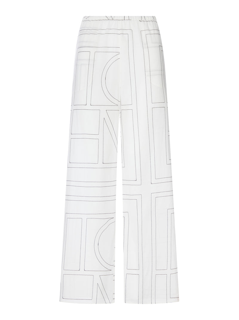 MONOGRAM COTTON-BLEND PJ BOTTOMS WHITE/BLACK