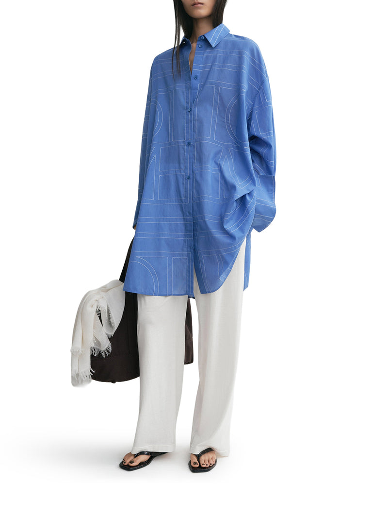 LONG MONOGRAM SHIRT IN COTTON BLEND