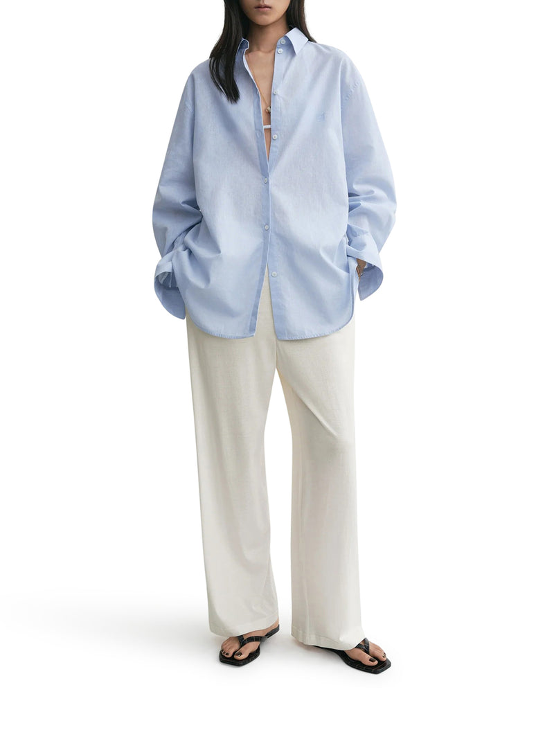 OVERSIZED SKY COTTON AND LINEN BLEND SHIRT