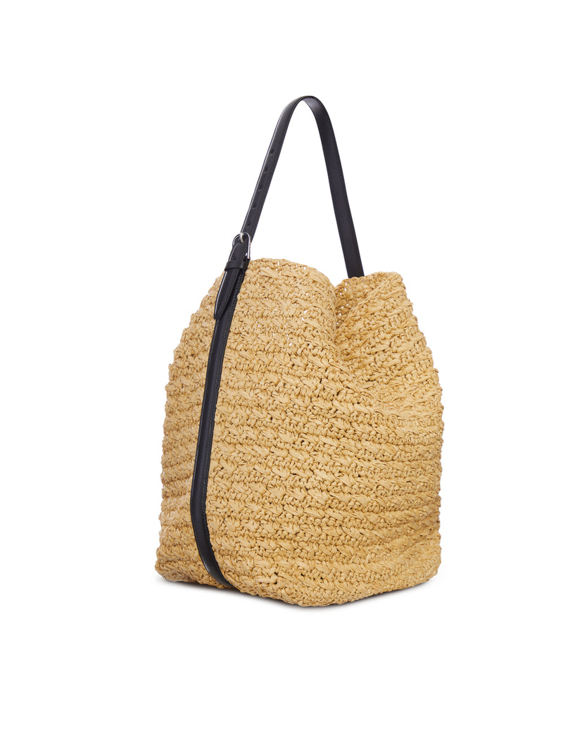 RAFFIA TOTE BAG WITH BELT
