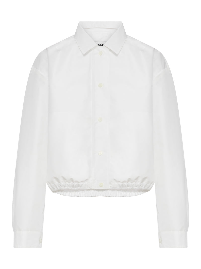 CROPPED JACKET IN TECHNICAL FABRIC WITH ELASTICATED BOTTOM