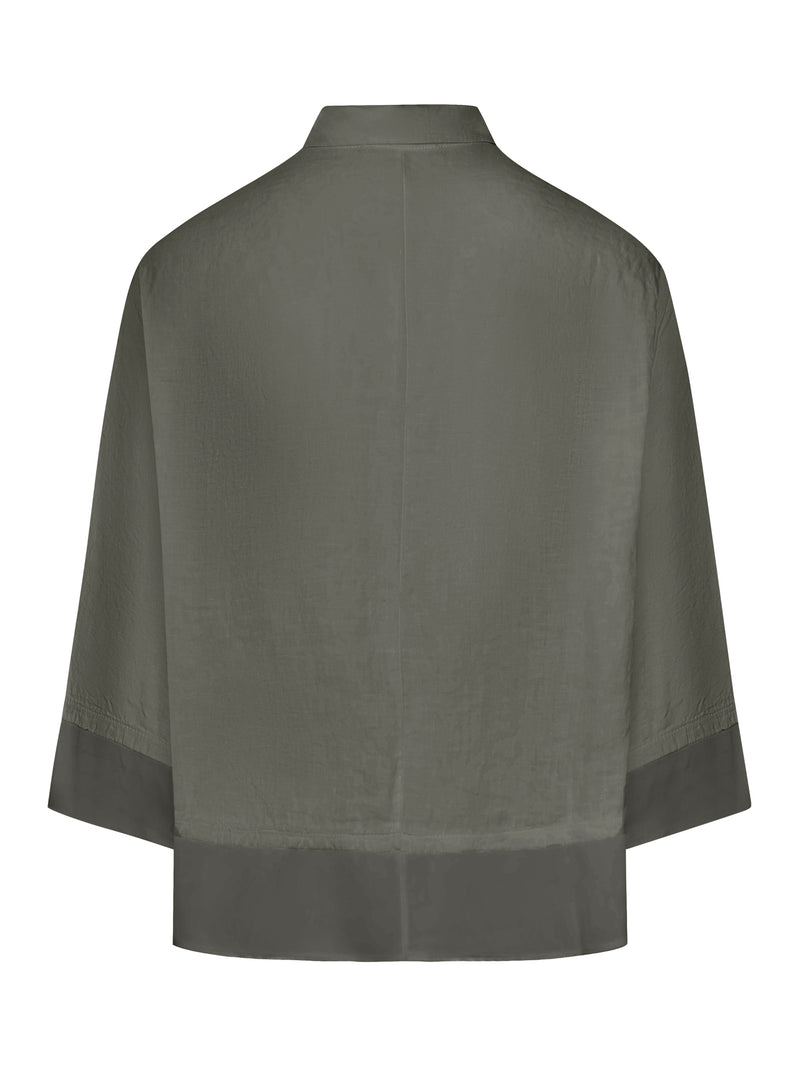 3/4 SLEEVE LINEN SHIRT WITH GEORGETTE INSERTS