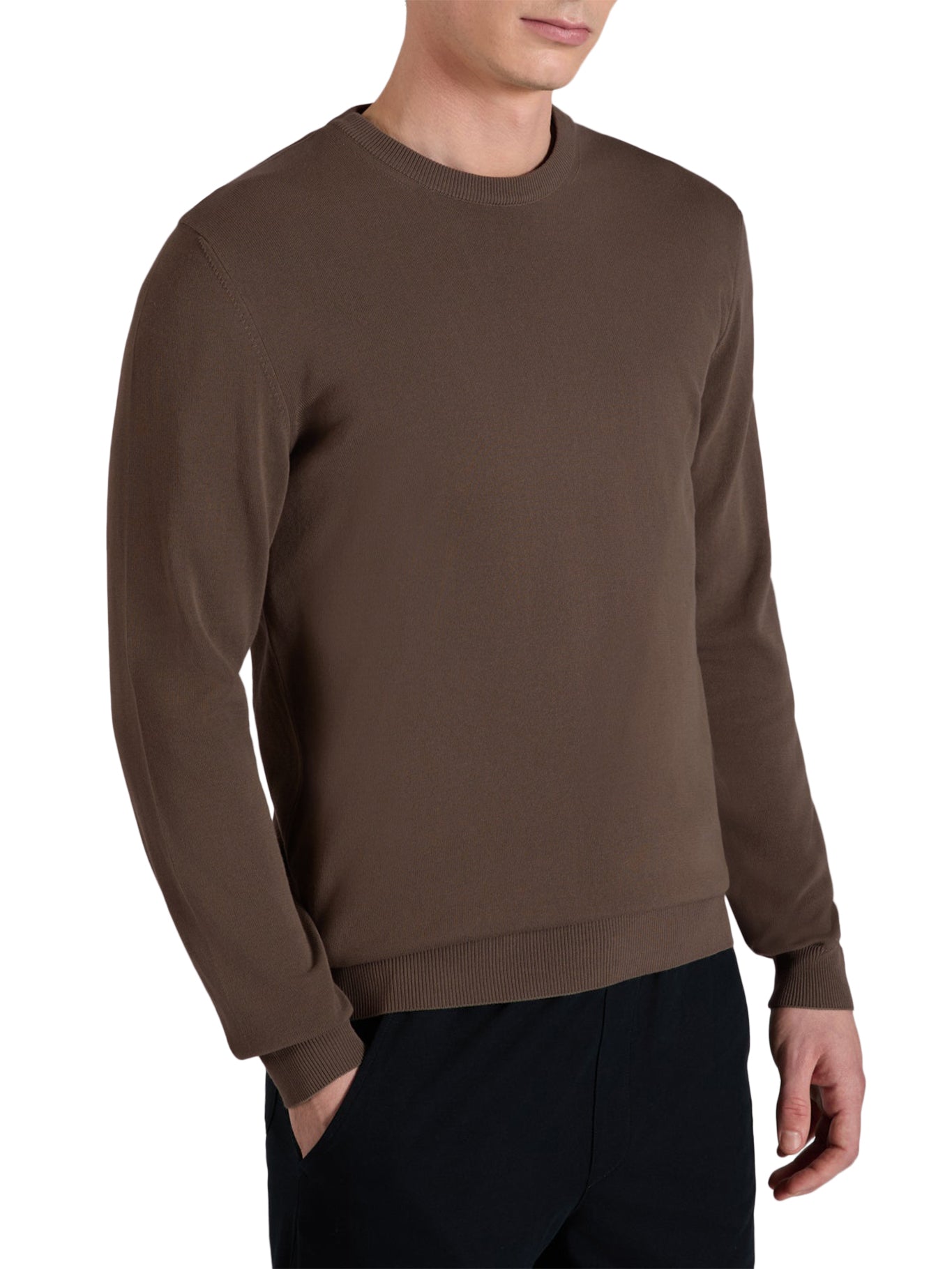 SLIM FIT CREW NECK SWEATER IN COTTON CREPE – Suit Negozi Row