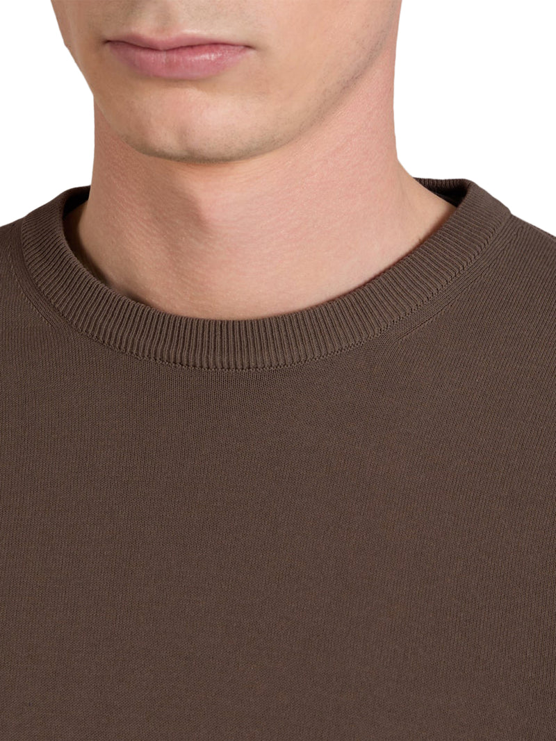 SLIM FIT CREW NECK SWEATER IN COTTON CREPE