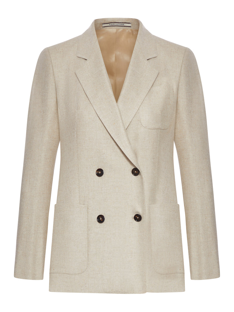 DONNA PARIGI DOUBLE-BREASTED SILK JACKET