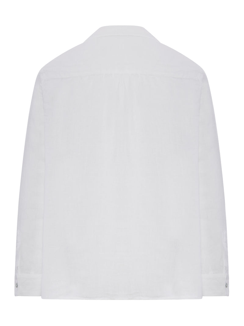 LINEN SHIRT WITH COLLAR AND V-NECK