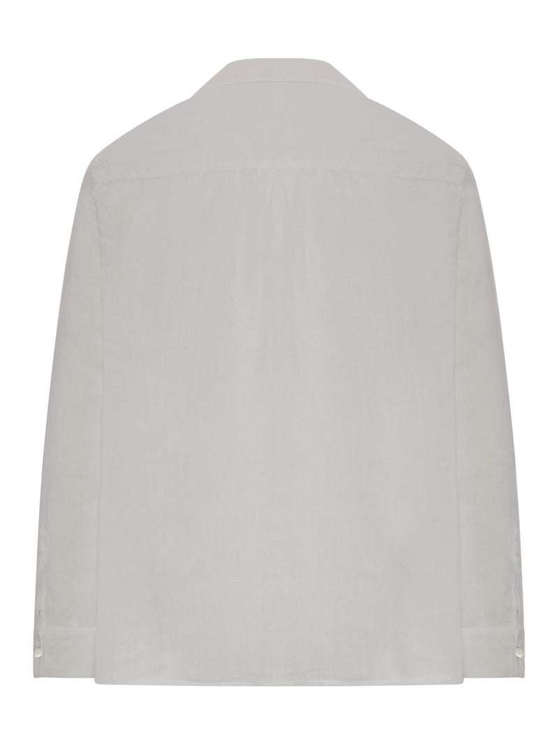 LINEN SHIRT WITH COLLAR AND V-NECK