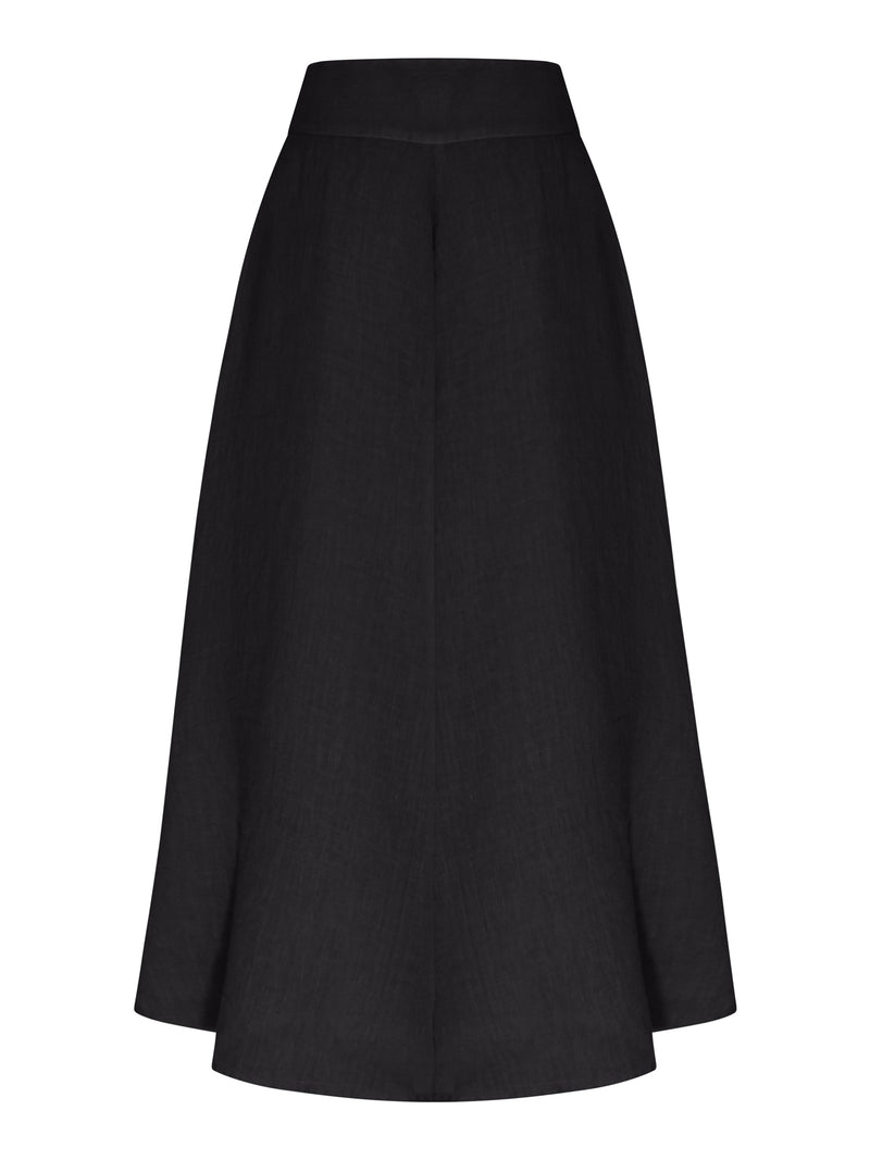 LONG LINEN FLOWER SKIRT WITH WAISTBAND