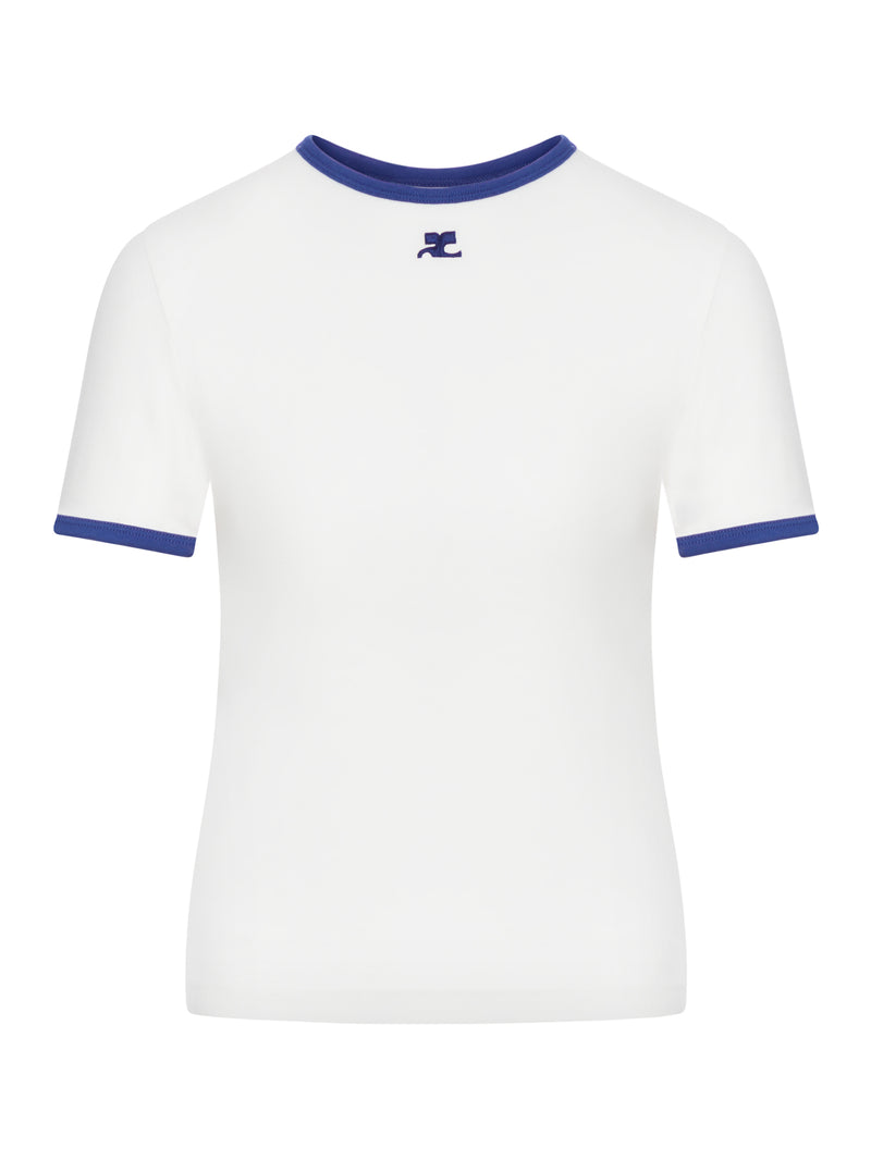 COTTON T-SHIRT WITH LOGO AND CONTRASTING PROFILES