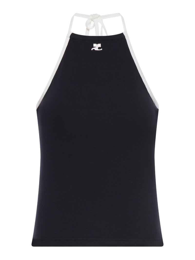 COTTON TANK TOP WITH CONTRASTING LACES