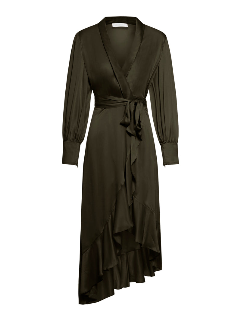SILK WRAP MIDI DRESS