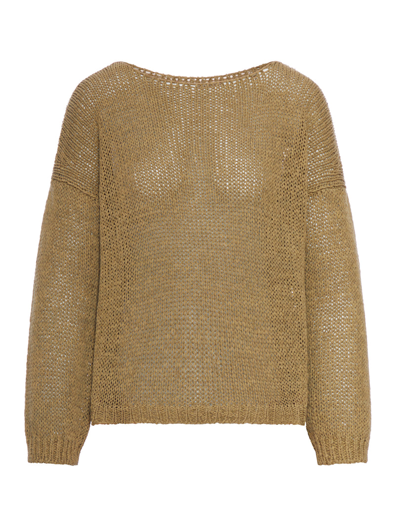 OPENWORK SWEATER WITH DROPPED SHOULDERS IN COTTON BLEND