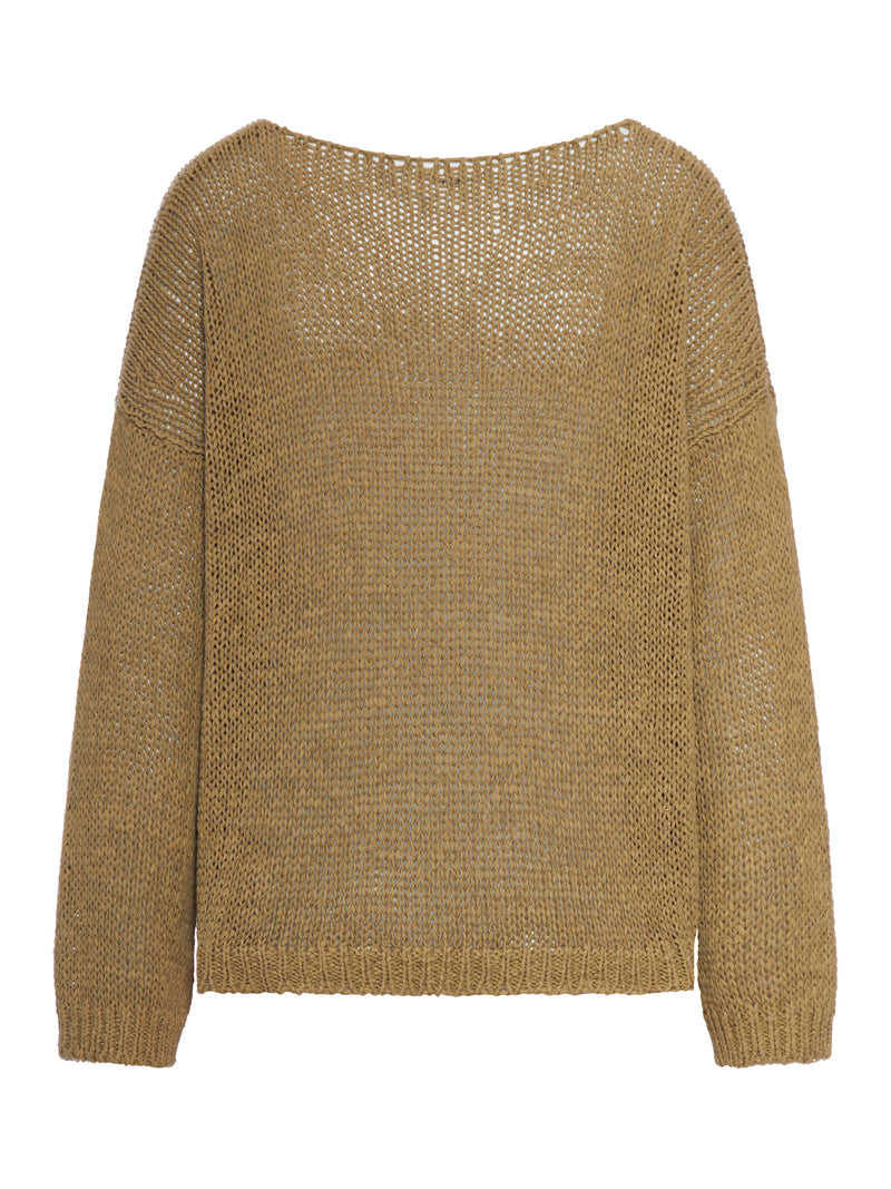 OPENWORK SWEATER WITH DROPPED SHOULDERS IN COTTON BLEND
